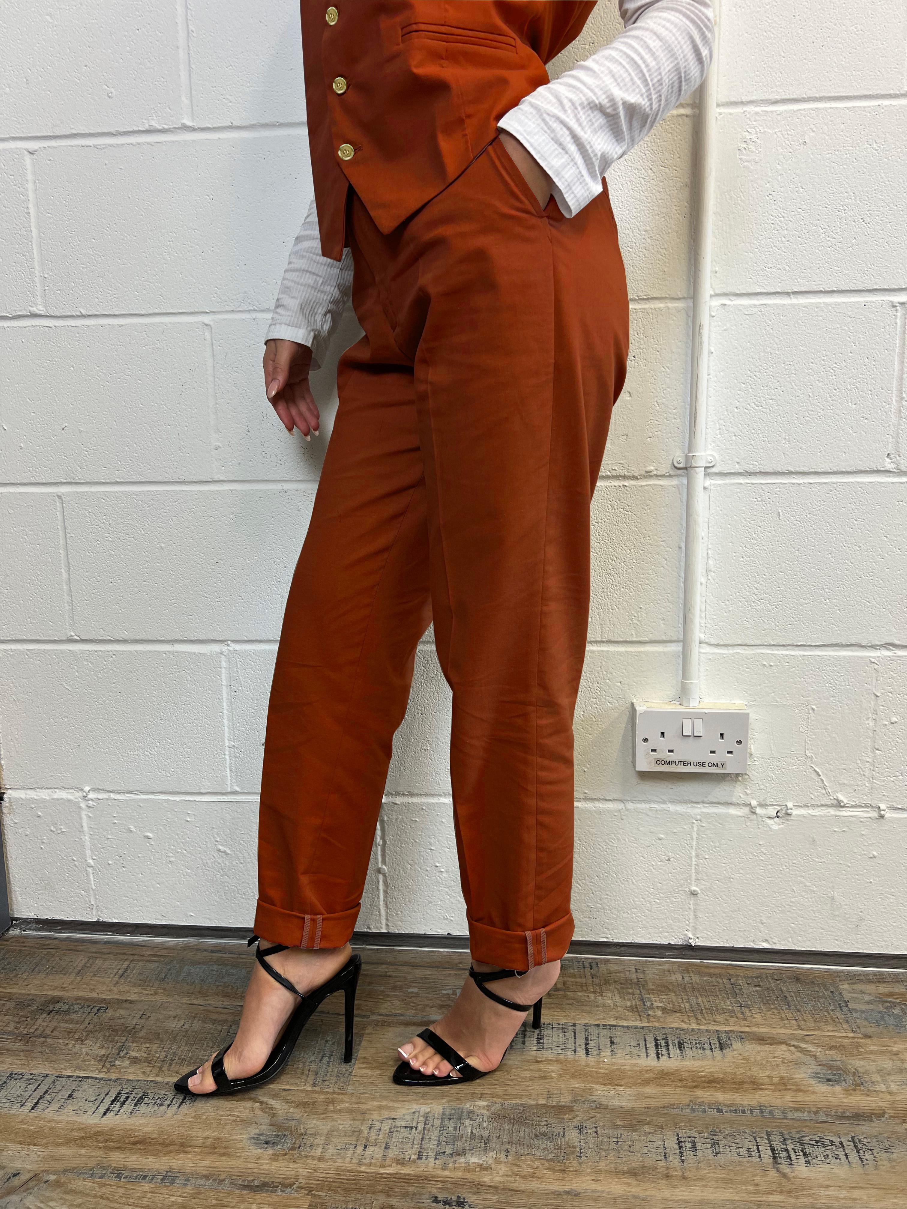 Buy Women's Orange Solid Trousers (S) at Amazon.in